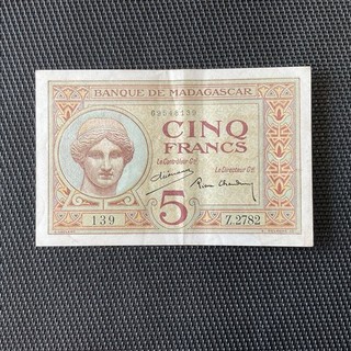 MADAGASCAR: 5 Francs ND 1937 Pick 35b SUP/XF 🌐