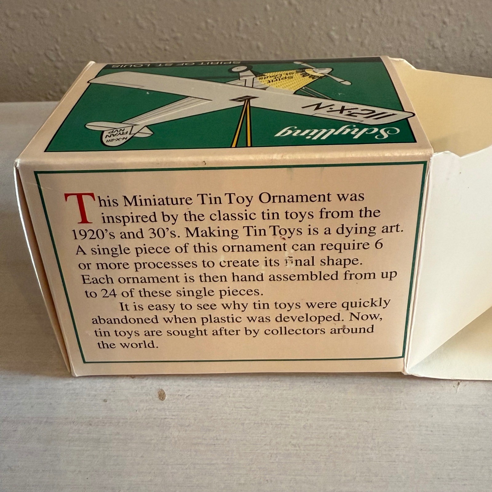 Schylling Spirit of St Louis Tin Toy Airplane Ornament Original Box