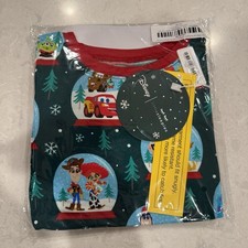 Little Sleepies Zippy Boys 4T Green Month Pixar Snowglobe Bamboo Cars Up Nemo