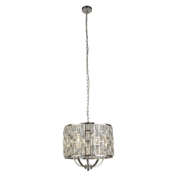 HäNgelampe Pendelleuchte Chrom Klar Ø 44 Cm 5X E14 Kristall Metall Jugendstil-image