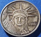 A 1985 1 Troy Oz Silver Round Liberty Trade Johnson Matthey Silver