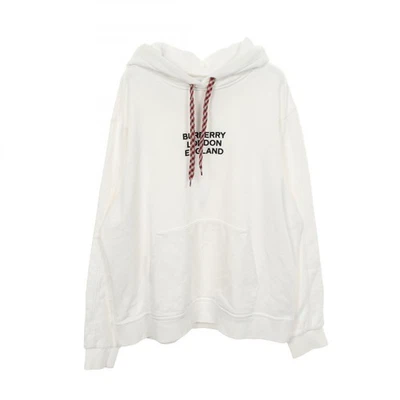 Sweat à capuche brodé logo BURBERRY coton blanc occasion homme taille L - Photo 1/4