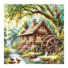 Landscape Diamond Art Kits for Adults 5D Wooden House Diamond Painting Kit f...