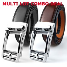Genuine Leather Mens Ratchet Belt Belts For Men Adjustable Automatic Buckle
