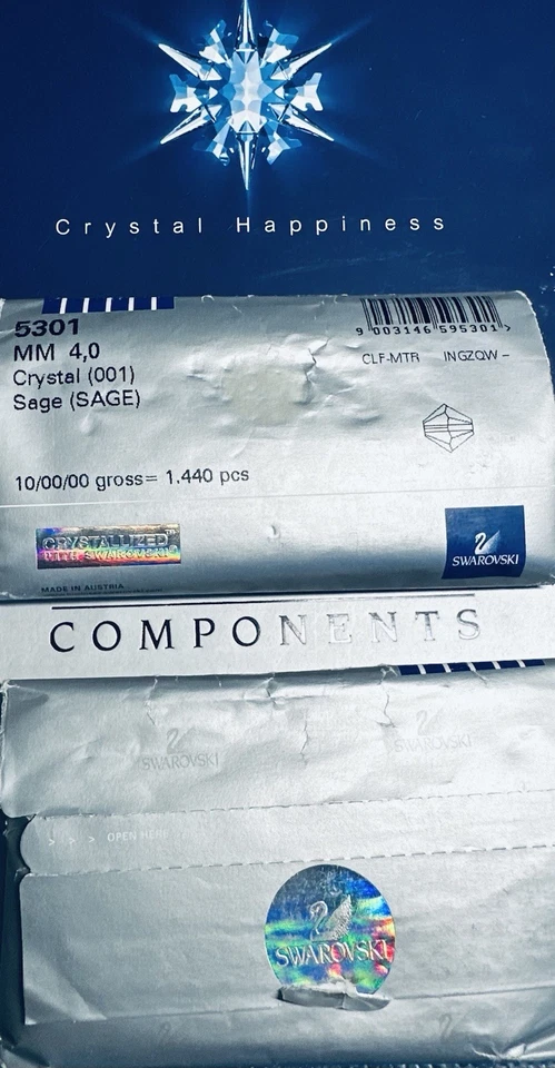 Swarovski Bi-cone Beads 5328 4mm Crystal SAGE 1440 pcs Sealed Pack OOP - Image 3 of 3