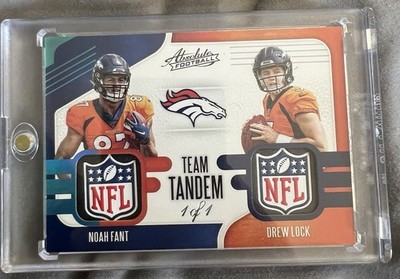 2019 Panini Absolute Team Tandem Noah Fant Drew Lock NFL shield dual 1/1