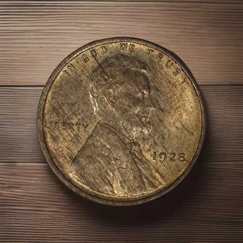 1928 Lincoln Wheat Cent Penny, Unc, Uncirculated, BU, Wood Grain Effect, Woody