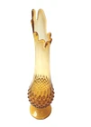 Vintage Fenton Vase Stretch Hobnail Swung Amber Glass MCM Pedestal 13½"