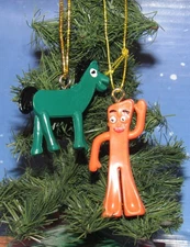 Gumby and Pokey Miniature Christmas tree ornaments