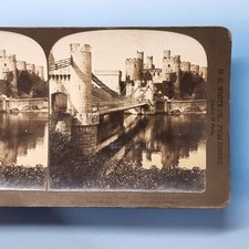 Conwy Conway Stereoview 3D C1900 Real Photo Wales The 13th Century Castle