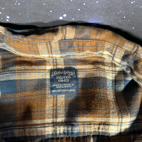 Faded Glory Flanellhemd Erwachsene 2XL braun/blau kariert Outdoor Jagd Angeln Herren - Bild 2 von 10