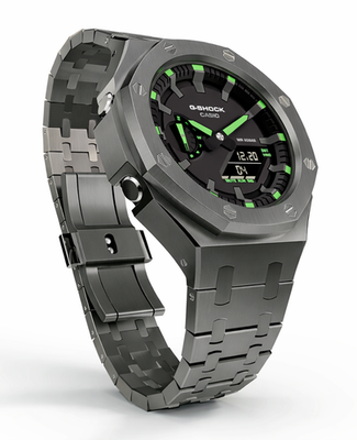 Casioak Custom Modded Metal Watch GA-2100-1A3 Mod Gunmetal Grey