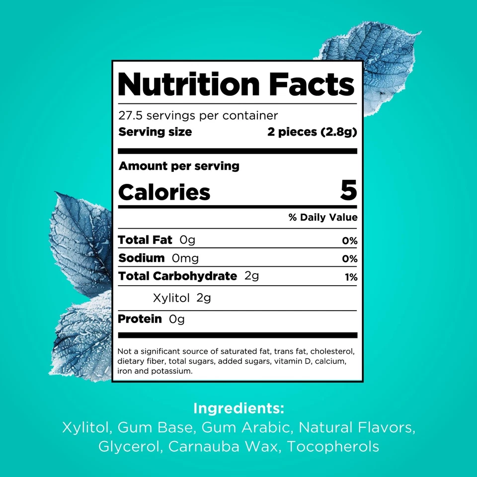 Chicle PUR Wintergreen sin azúcar 55 piezas paquete de 12 aptos para ceto Foto 2 de 4