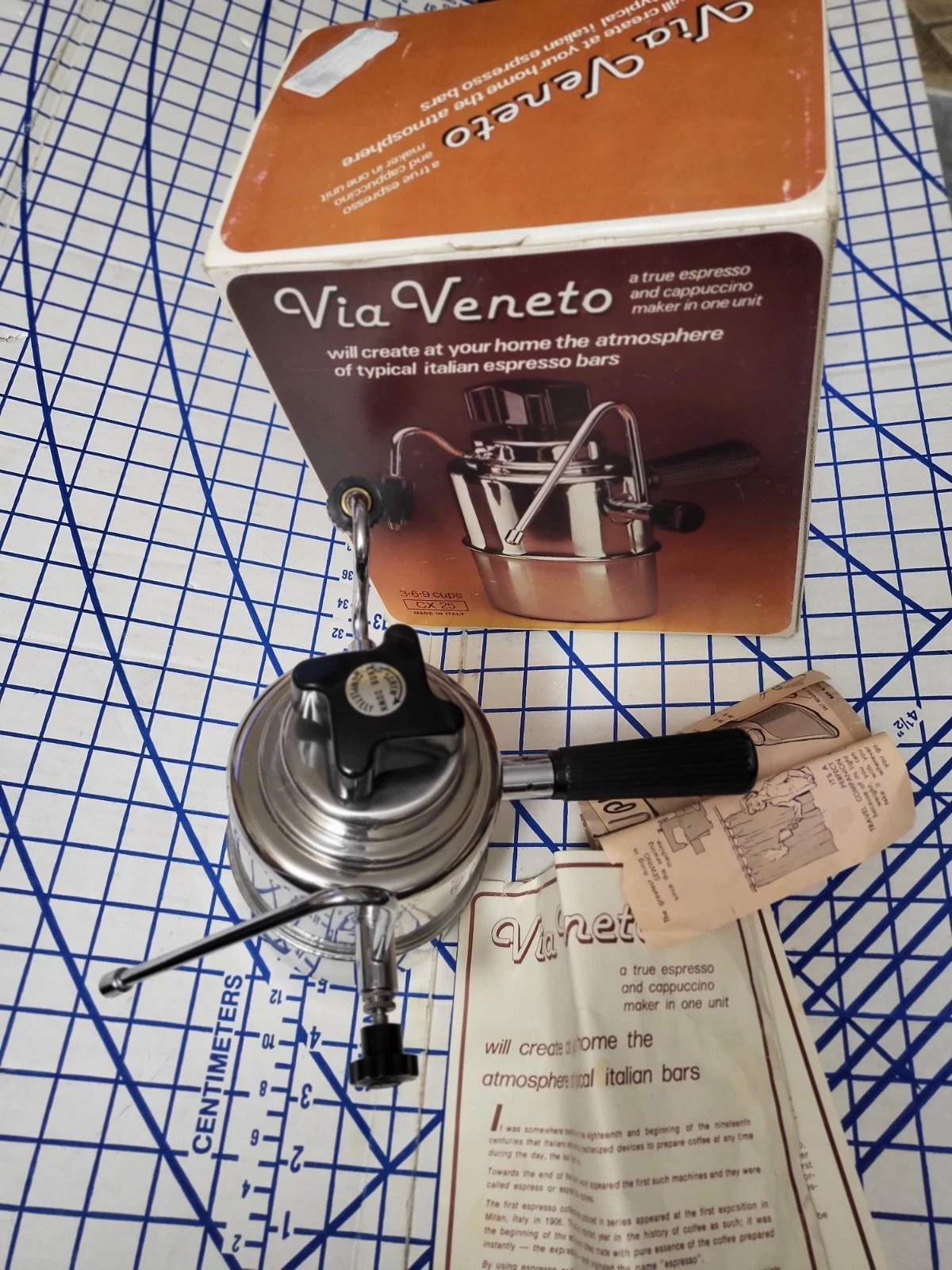 VIA VENETO Italy Italian espresso cappuccino coffee maker and frother New In Box