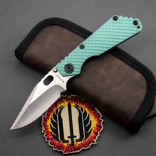 NEW! Strider Knives SnG DGG, Handground MagnaCut Bowie, Antique Ti/TactiBlue G10