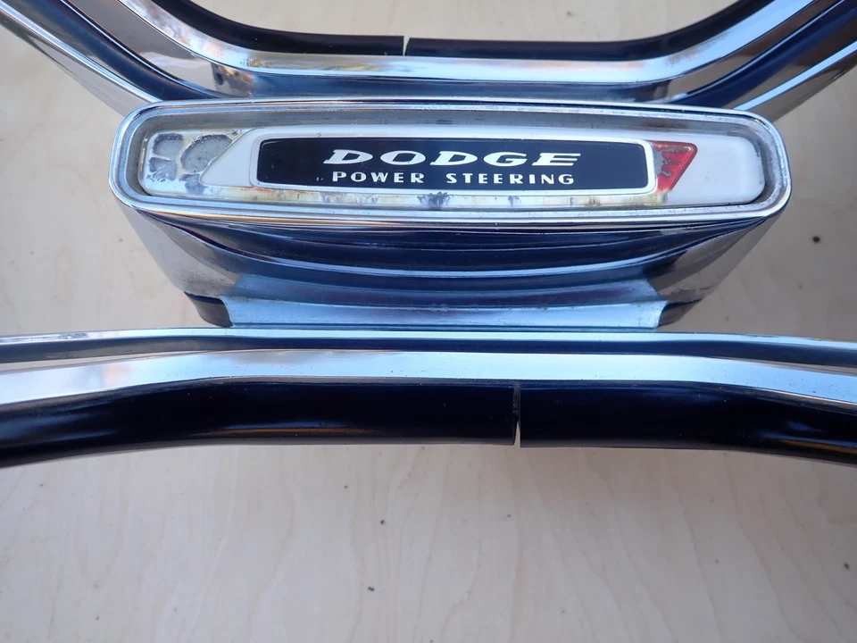 1961 道奇凤凰方向盘“动力转向”+喇叭环很好镀铬 — 第 3/4 张图片