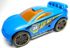 2016 HOT WHEELS DRIFT TECH #05 BLUE 2 1/2" DIECAST CAR W/ ORANGE YELLOW & GREEN