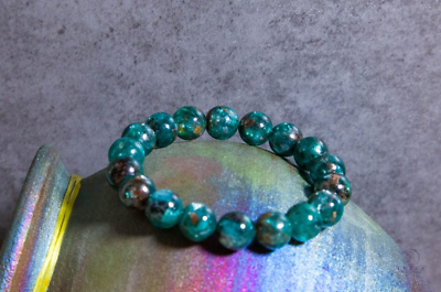 KM-988 天然青瑪瑙カメオルース 11mm Monet's Garden Natural Canutillos Emerald Beaded Bracelet