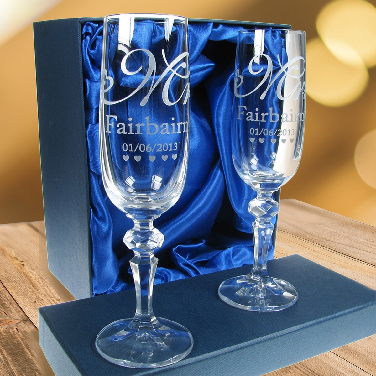 Champagne Flute Wedding Favors Mr And Mrs Champagne Glasses, Set Of 2