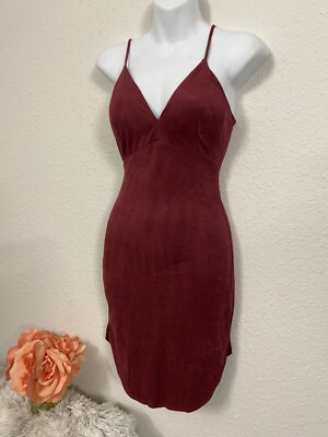 VGT January 7 Women's Velvet Wine Strappy Bodycon Party Dress Padded Juniors S