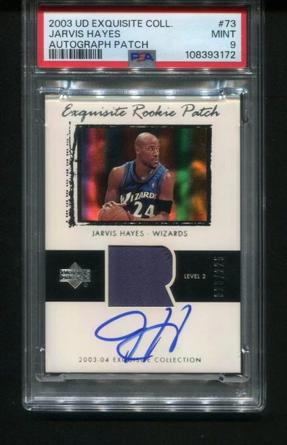 2003-04 UD Exquisite Collection Jarvis Hayes Rookie Patch Auto /225 PSA 9
