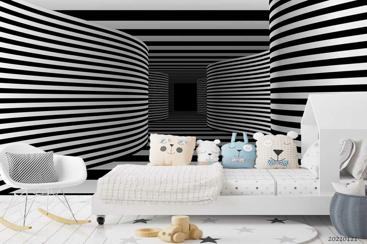 3D Black White Stripes Wallpaper Wall Murals Removable Wallpaper 35 | eBay