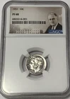 1951 NGC PF68 90% Proof Silver Roosevelt Dime 10c Portrait  Lbl