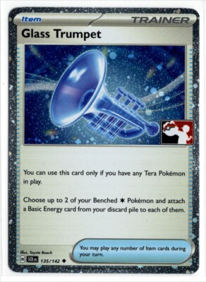 Play! Pokemon Prize Pack 6 Stellar Crown Cosmo Holo 135/142 Glass Trumpet