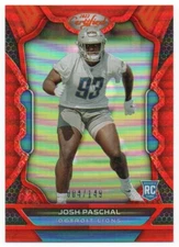 2022 Certified Mirror Orange 184 Josh Paschal RC 004/149 Detroit Lions