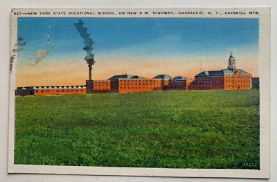 1939 NY Postcard Catskill Mts Coxsackie New York State Vocational School Rte 9W