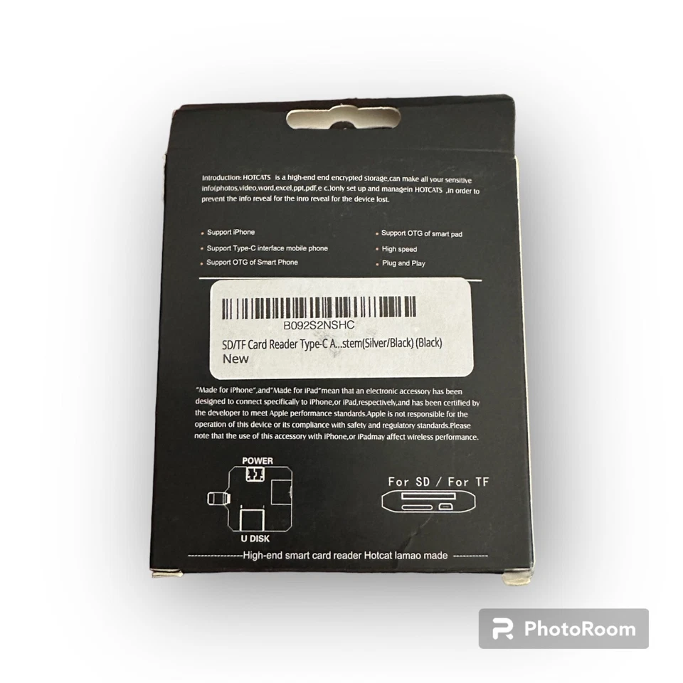 USB C to SD TF New Card Reader Type-C Hub Adapter for Android U-Disk Black - Image 2 of 2