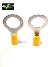 10-12 AWG VINYL RING 1/2" YELLOW 25 PK CRIMP TERMINAL CONNECTORS AWG WIRE AUTO