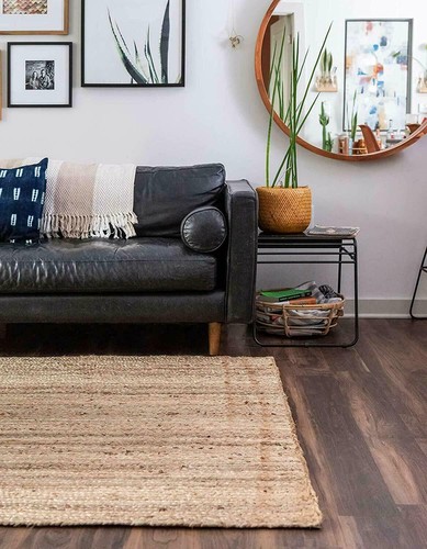 Jute Rug in Square Hand Braided Area Carpet for Living Room Rustic Look Rug - Picture 6 of 7