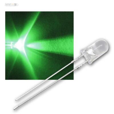 100 LEDs GRÜN 5mm wasserklar, grüne LED, Dioden, green groen vert verde