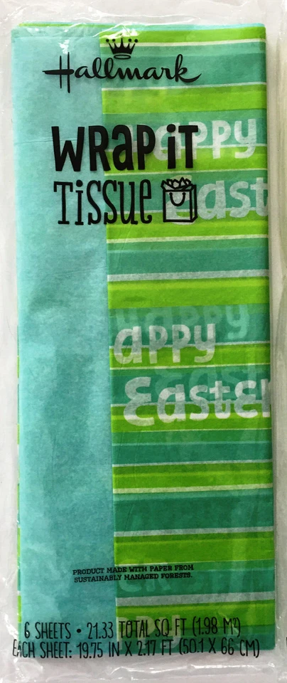 5 Lot Tissue Paper EASTER Light Blue Green Yellow Assortment - Image 2 of 3