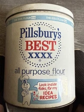 Vintage J.L. Clark Pillsbury's Best Metal Tin Flour Canister Pillsbury Doughboy
