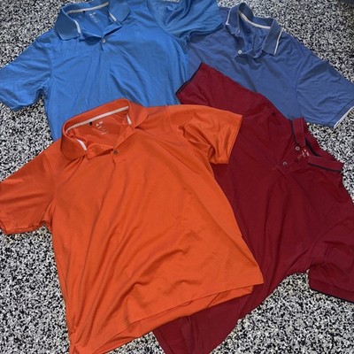 Lot Of 4 Adidas Golf Men's Polo Climalite Shirt  Size XL 2 Cotton 2 Poly (39)