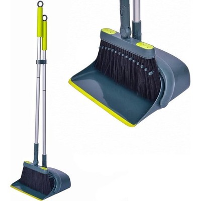 Durable Broom & Dustpan Set Adjustable Bristles Easy Assembly Multi Surface Use