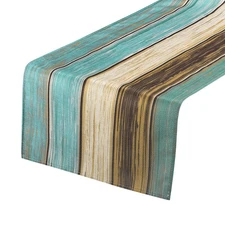 Table Runner 108" x 13", Retro Table Runner, Green & Grey