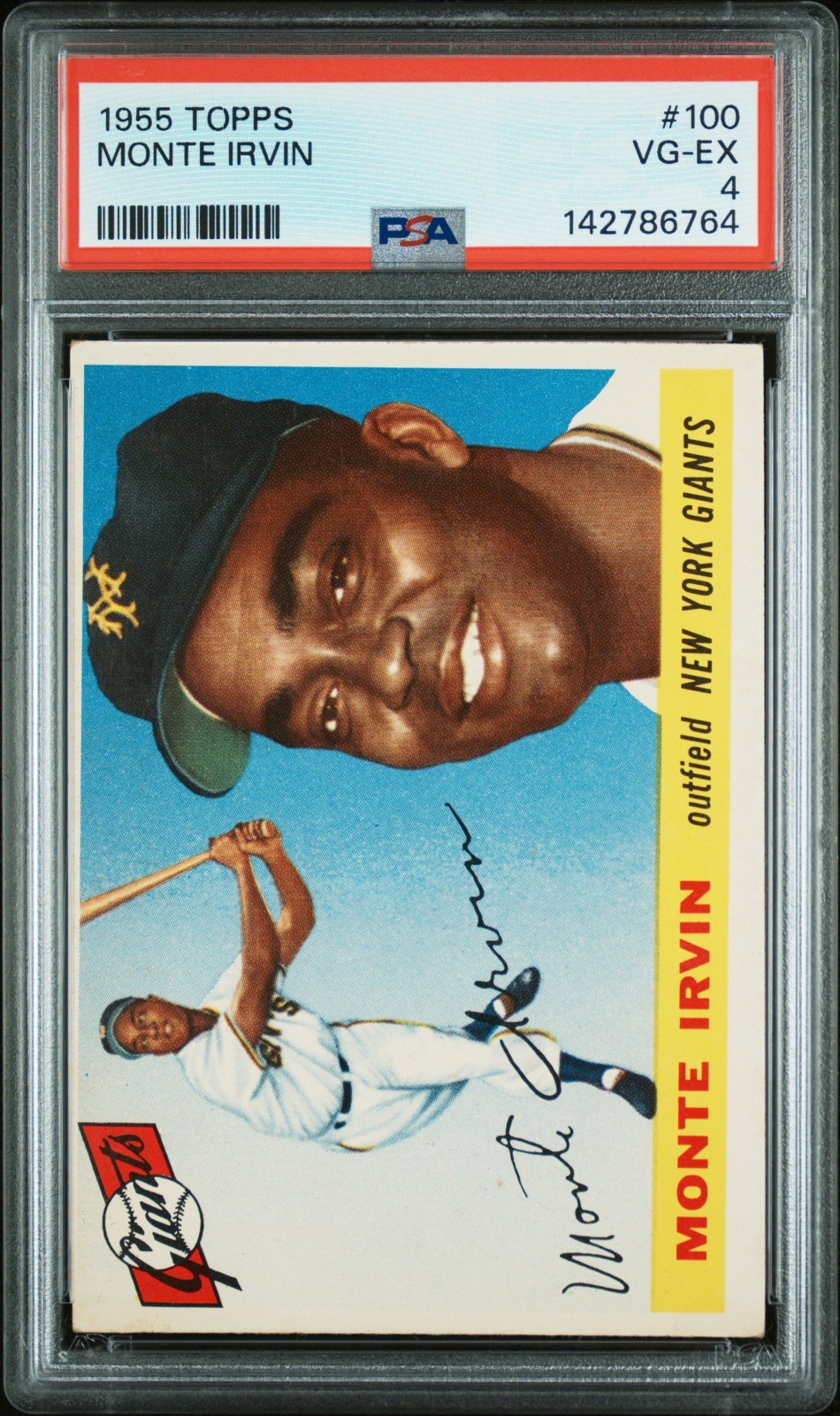 1955 Topps #100 Monte Irvin New York Giants (HOF) PSA 4 VG-EX Fresh Grade!