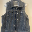 Chicos Platinum Denim Vest Rhinestone Collar. Size 2 — photo 1