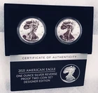 2021 American Silver Eagle Reverse Proof 1 oz Two-Coin Set Designer Edition /COA