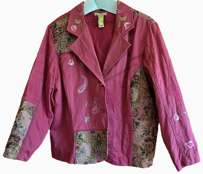 Bechamel Woman 3X Pink Floral Embroidered Long-Sleeve Blazer Suit Jacket India