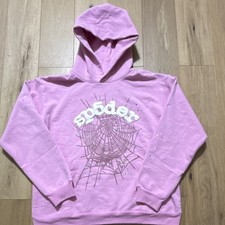 Spider Pink Pullover Hoodie L Web Graphic 100 Cotton Long Sleeve
