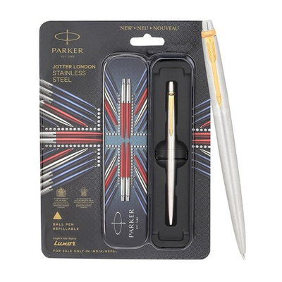#ad Parker Jotter Stainless Steel Body With Gold Trim Ball Pen With Free Shipping $11.75