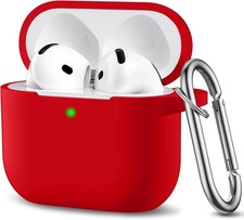 Soft Silicone Full Protective Case Cover for Apple AirPods 4 Cases with Keychain