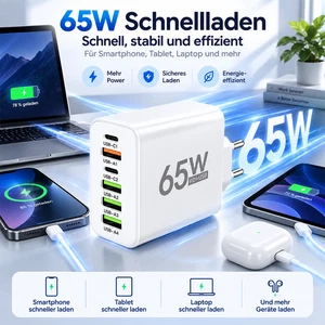 65W 6-Port USB-A & USB-C Charger