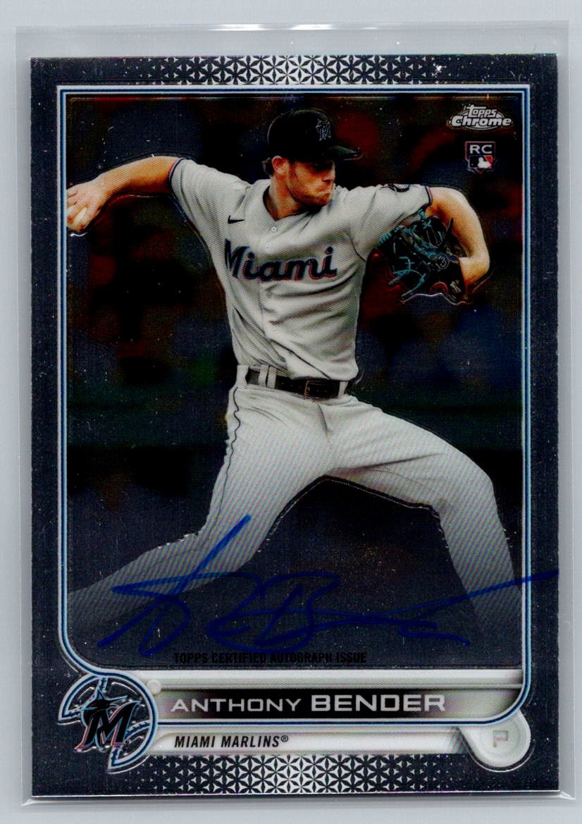 Anthony Bender 2022 Topps Chrome Rookie Auto #RA-AB Miami Marlins