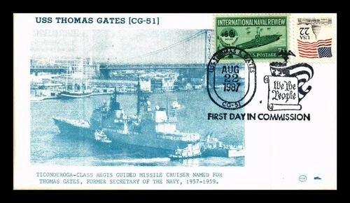 DR JIM STAMPS US COVER USS THOMAS GATES CG-51 FIRST DAY COMMISSION NAVAL CANCEL