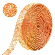 Self Adhesive Rhinestone Ribbon Crystal Strips Bling 6 Yards Orange AB